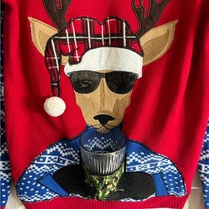 Ugly Christmas Sweater - Reindeer - Holds Your Drink!